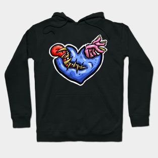 Zombie Heart Tongue and Fingers Blue Valentines Day Hoodie